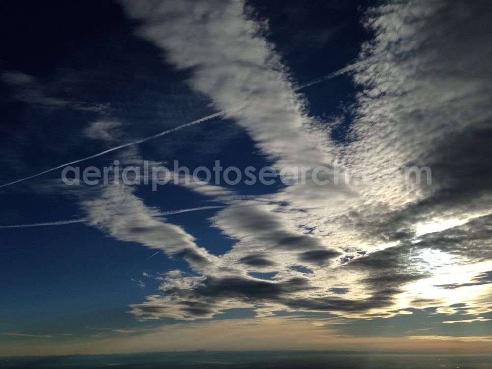 Aerial photograph Brunnen - Clouds and sun in Brunnen bavaria