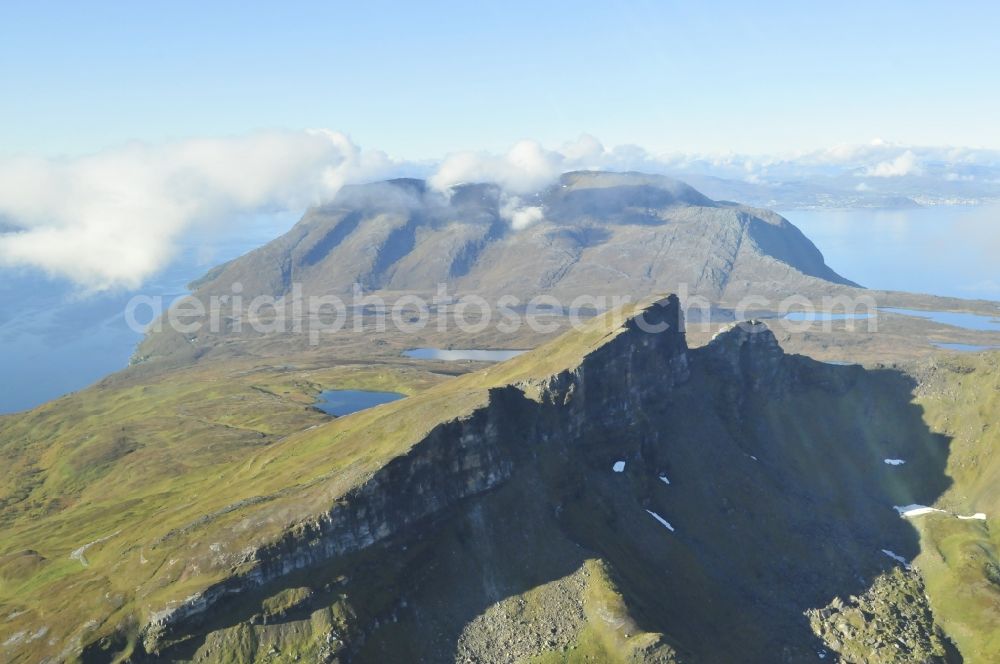 Aerial photograph Trom - Landscape rugged mountains and fjords in Troms Province Harstad in Norway