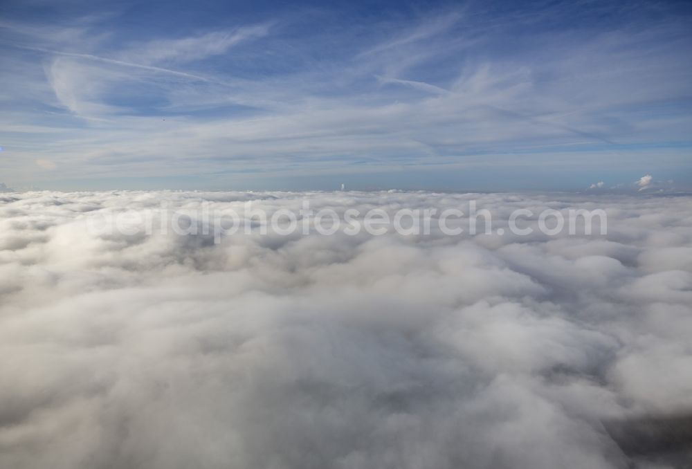 Aerial photograph Essen - Cloud cover over the center of Essen in the Ruhr area in North Rhine-Westphalia