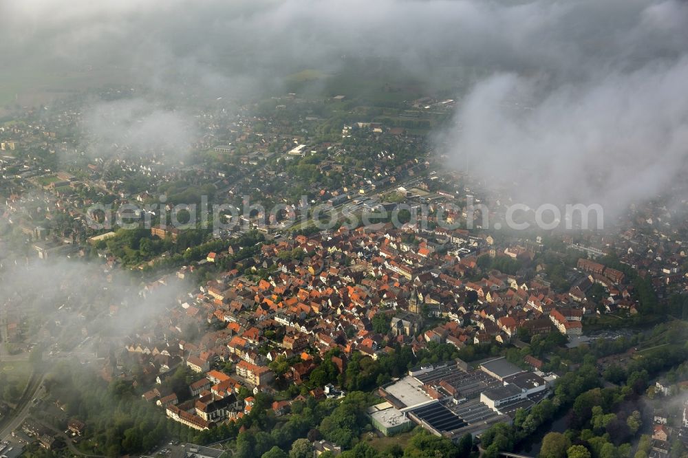 Warendorf from above - City view with the old town and city center at the center in Warendorf in North Rhine-Westphalia