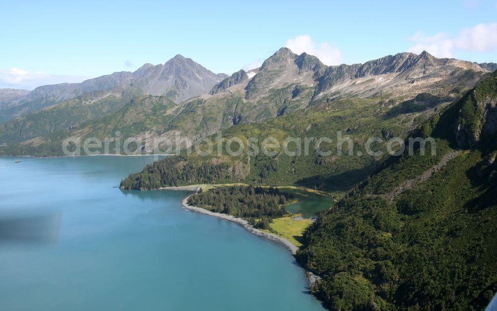 Kenai Fjords National Park from above - Cloud-shrouded mountain ranges in Seward Kenai Fjords National Park on the Kenai Peninsula in Alaska in the United States of America USA