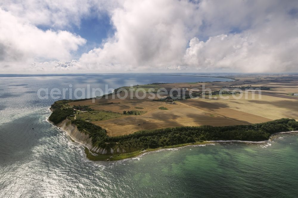 Aerial photograph Putgarten - Cloud-shrouded landscape of the Baltic Sea coast of Cape Arkona on the island of Rügen in Mecklenburg-Western Pomerania