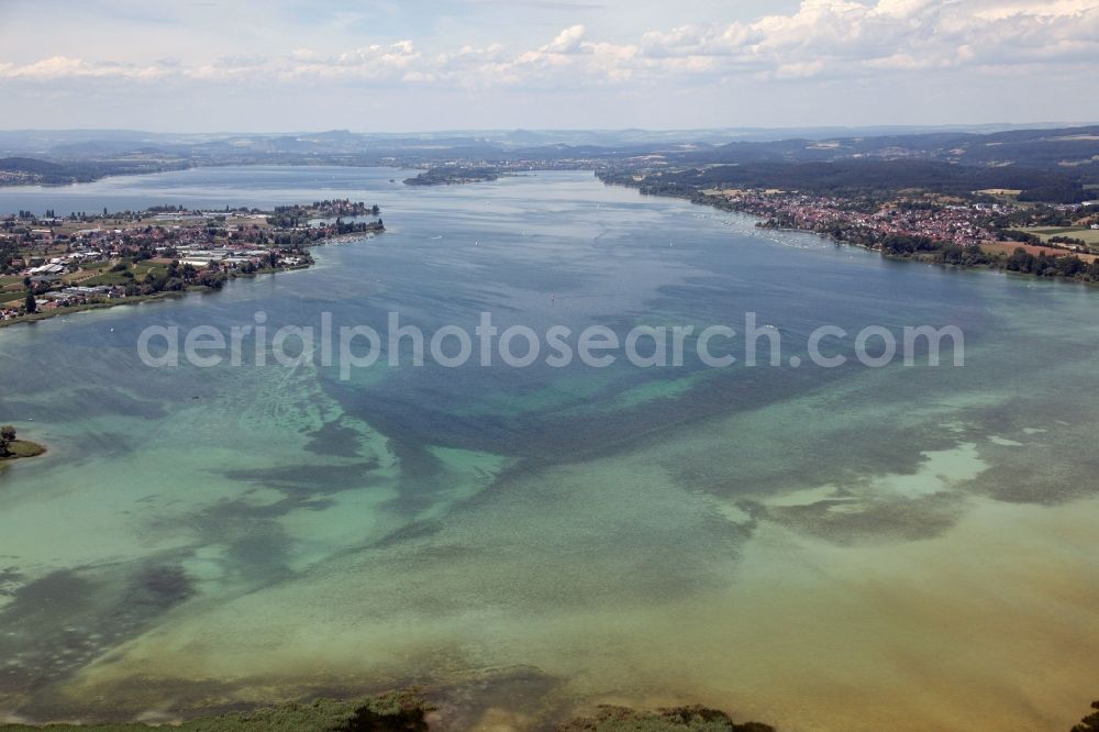 Aerial image Reichenau - Wollmatinger Ried on the shores of Lake Constance in Reichenau in the state of Baden-Wuerttemberg