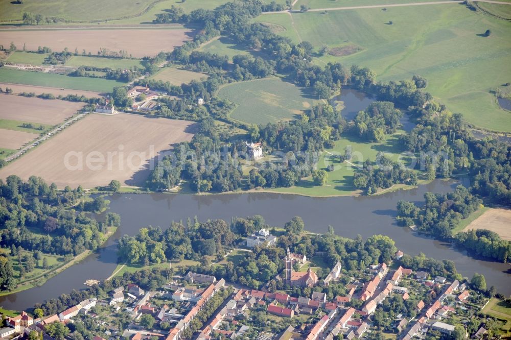 Aerial photograph Oranienbaum-Wörlitz - Woerlitzer Park in the district of Wittenberg in Saxony-Anhalt, UNESCO World Heritage