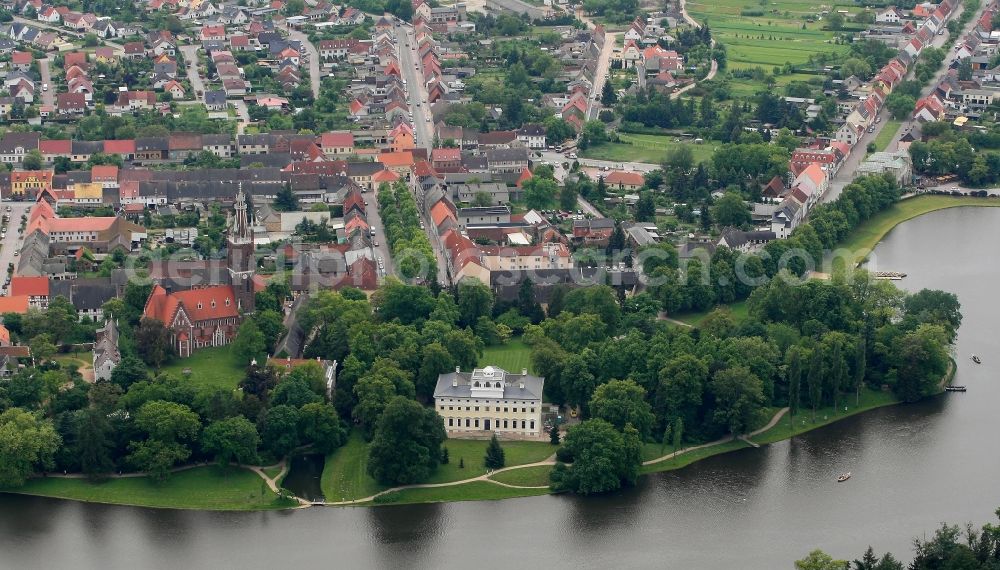 Wörlitz from above - Woerlitzer Park in the district of in Oranienbaum-Woerlitz in Saxony-Anhalt, UNESCO World Heritage