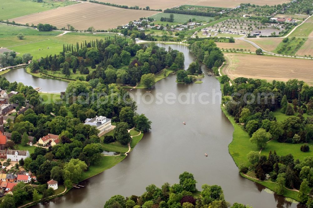 Aerial photograph Wörlitz - Woerlitzer Park in the district of in Oranienbaum-Woerlitz in Saxony-Anhalt, UNESCO World Heritage