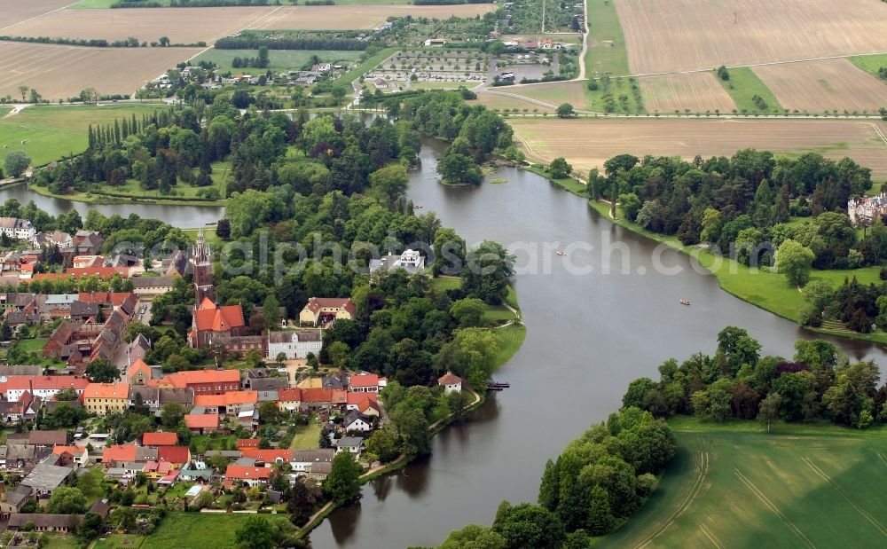 Wörlitz from above - Woerlitzer Park in the district of in Oranienbaum-Woerlitz in Saxony-Anhalt, UNESCO World Heritage