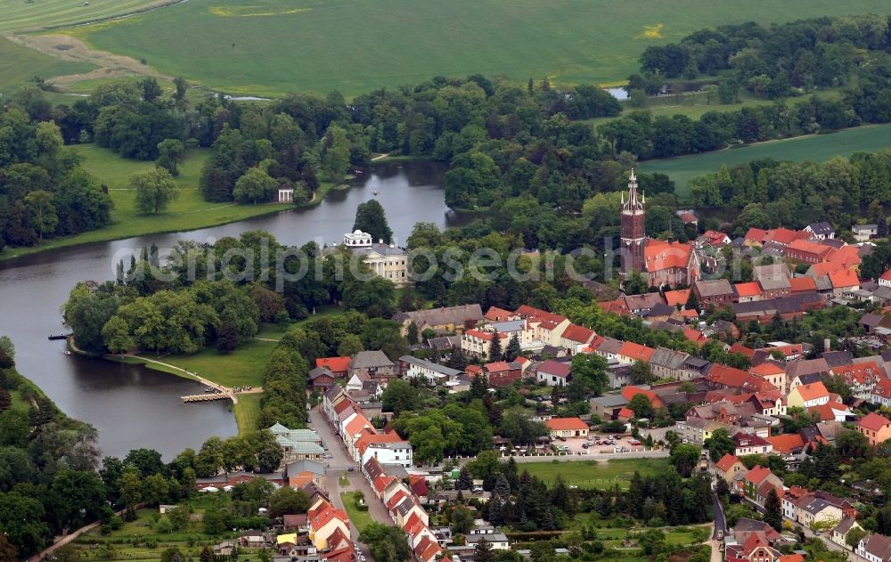 Aerial image Wörlitz - Woerlitzer Park in the district of in Oranienbaum-Woerlitz in Saxony-Anhalt, UNESCO World Heritage