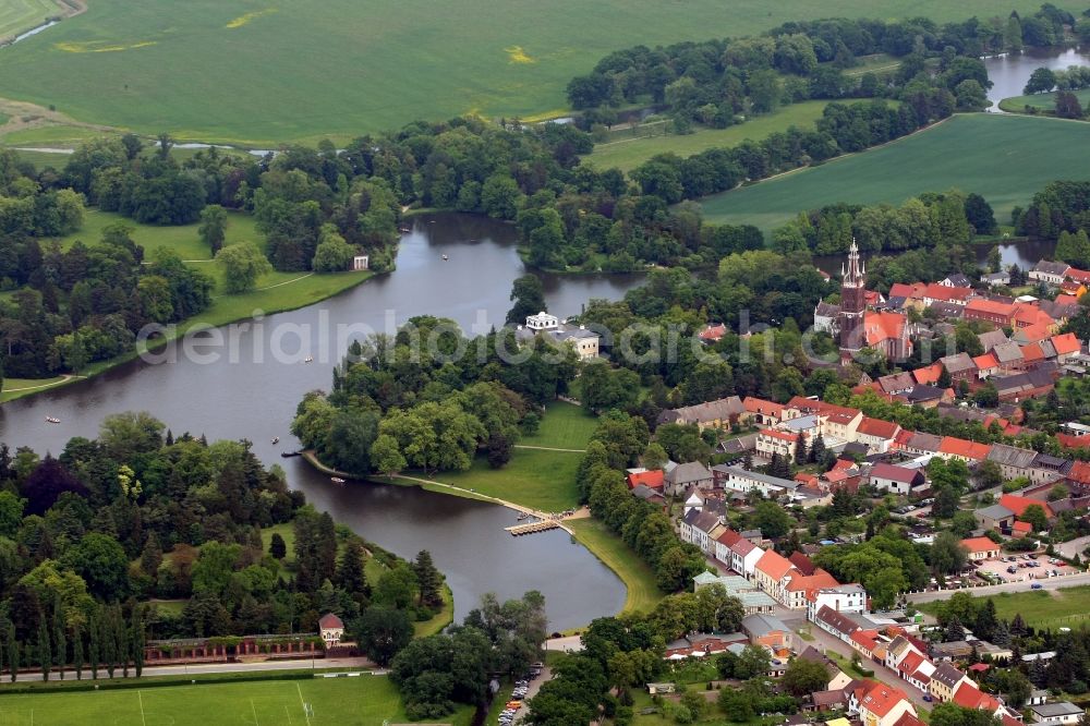 Aerial photograph Wörlitz - Woerlitzer Park in the district of in Oranienbaum-Woerlitz in Saxony-Anhalt, UNESCO World Heritage