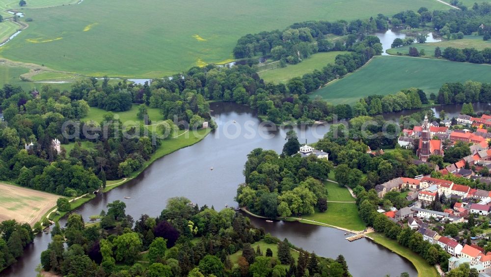 Wörlitz from above - Woerlitzer Park in the district of in Oranienbaum-Woerlitz in Saxony-Anhalt, UNESCO World Heritage