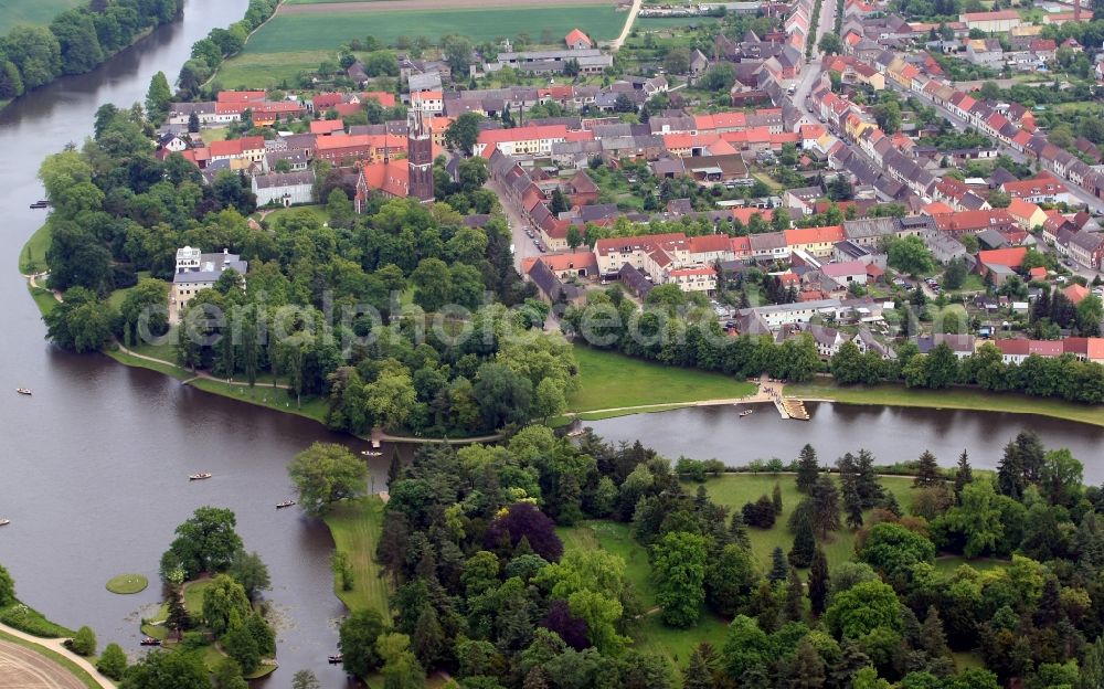 Aerial image Wörlitz - Woerlitzer Park in the district of in Oranienbaum-Woerlitz in Saxony-Anhalt, UNESCO World Heritage