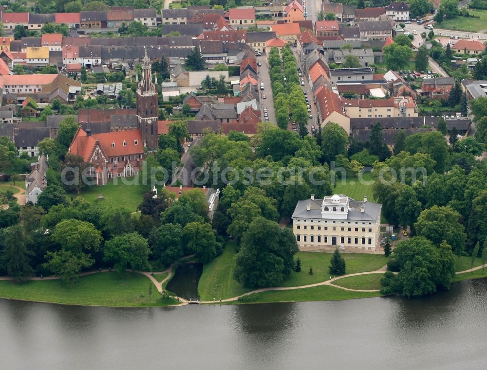 Wörlitz from above - Woerlitzer Park in the district of in Oranienbaum-Woerlitz in Saxony-Anhalt, UNESCO World Heritage