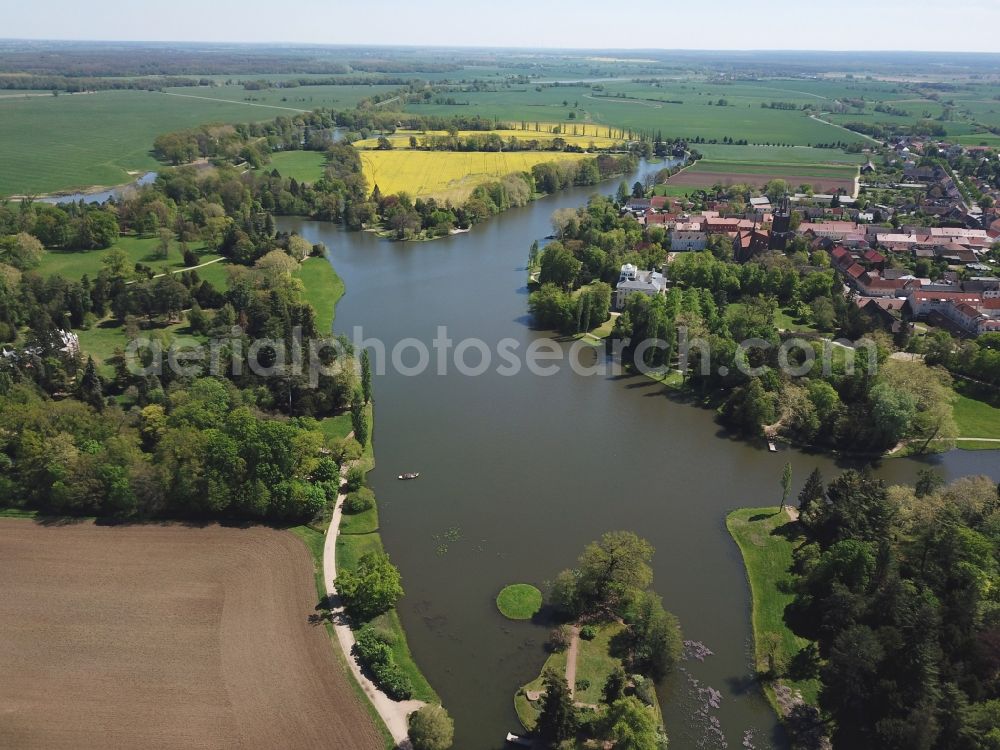 Oranienbaum-Wörlitz from above - Woerlitzer Park with castle in the district of Oranienbaum-Woerlitz in Saxony-Anhalt, UNESCO World Heritage