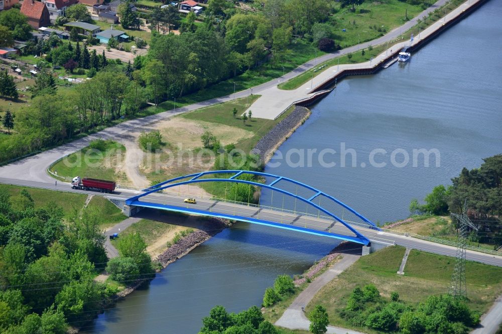 Wusterwitz from above - Bridge Wusterwitz at the Elbe-Havel-Canal in the state Brandenburg