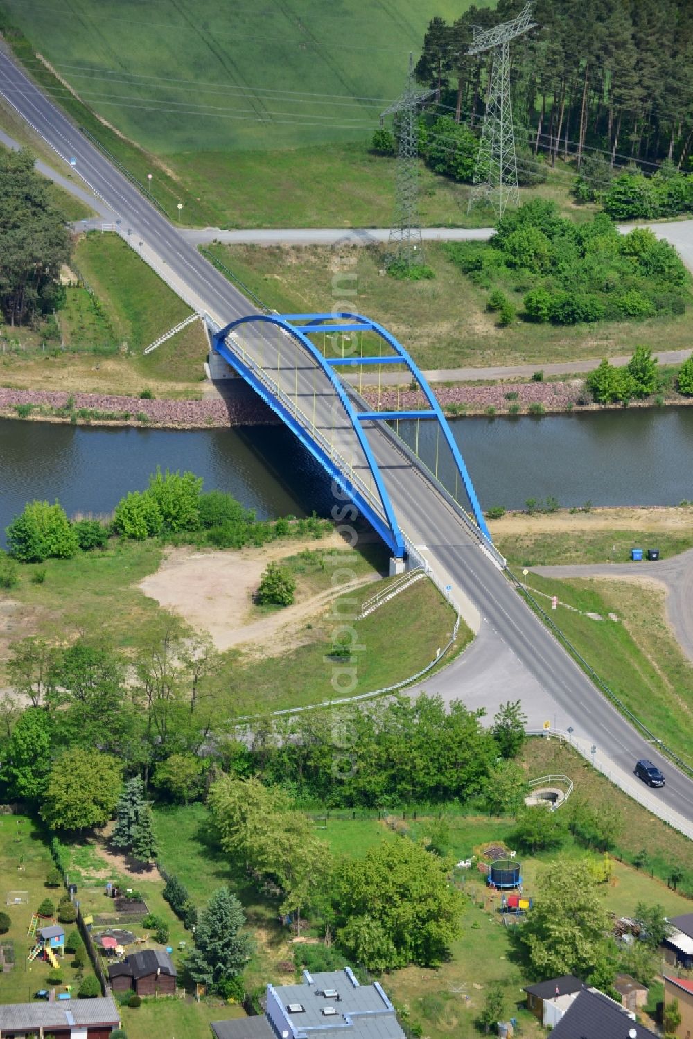 Wusterwitz from above - Bridge Wusterwitz at the Elbe-Havel-Canal in the state Brandenburg