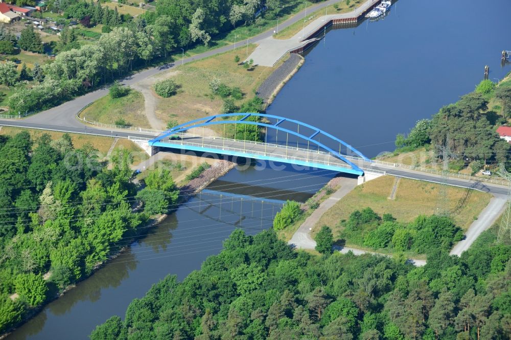 Aerial image Wusterwitz - Bridge Wusterwitz at the Elbe-Havel-Canal in the state Brandenburg