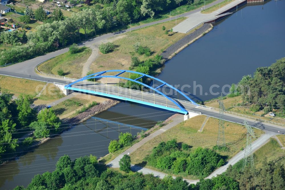 Aerial photograph Wusterwitz - Bridge Wusterwitz at the Elbe-Havel-Canal in the state Brandenburg