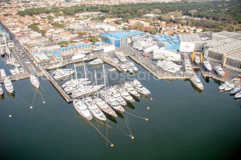 Aerial photograph Viareggio - Shipyard on the banks in Viareggio in Toskana, Italy