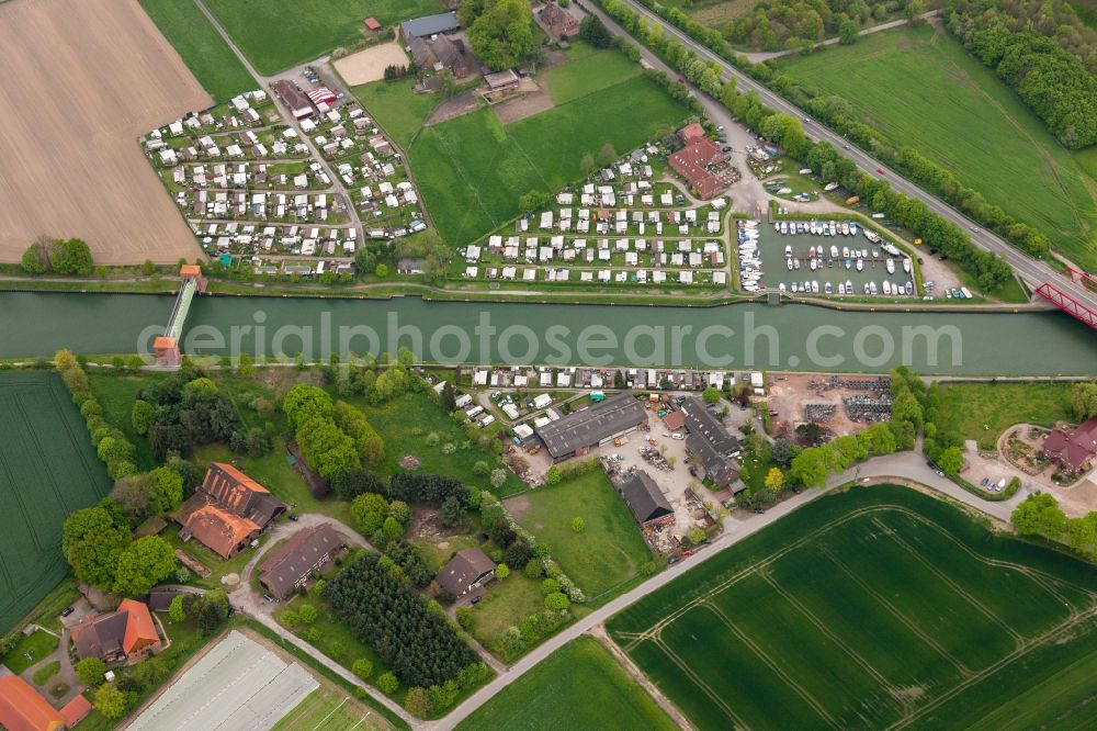 Waltrop from above - Marina and Campsite resp. camping ground Franz-Josef Ribbrock in the state North Rhine-Westphalia