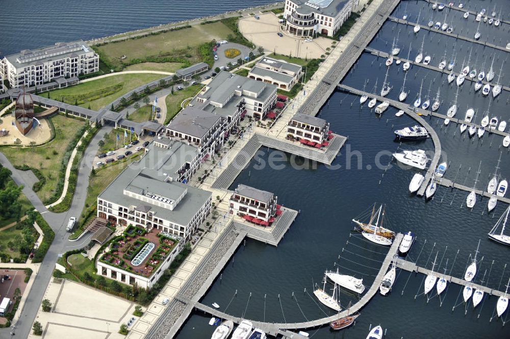 Aerial image Rostock - Hohe Düne - Blick auf den Yachthafen Hohe Düne mit der gleichnamigen Yachthafenresidenz. View the marina Hohe Düne near Warnemünde.