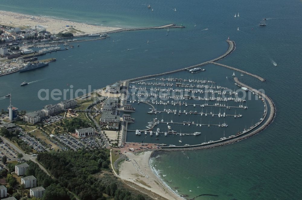 Aerial photograph Rostock - Marina and Hotel in Warnemuende in Rostock in Mecklenburg - Western Pomerania