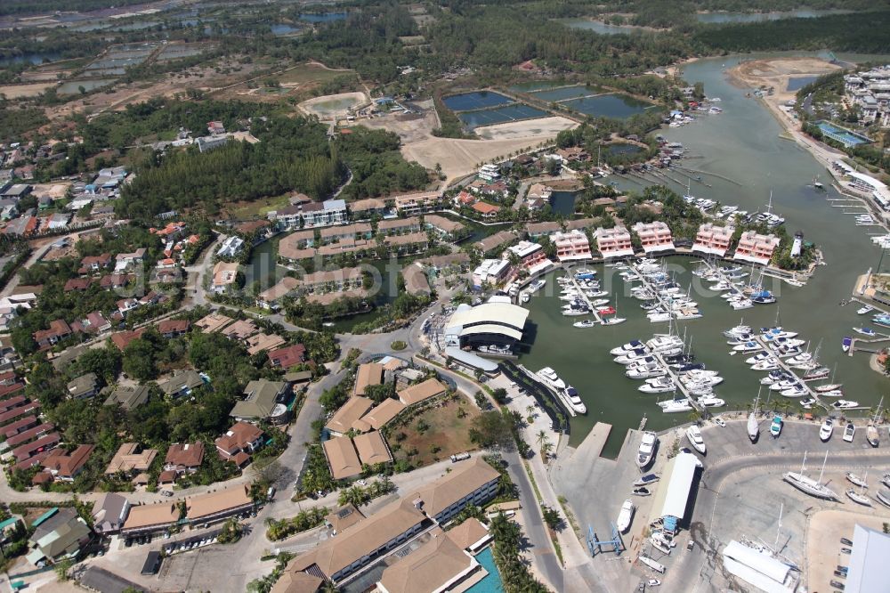 Koh Keaw from above - In Koh Kaew at Chuan Chuen Village on the island of Phuket a fashionable marina for sport boats and yachts has been developed with luxury resorts and hotels, the Phuket Boat Lagoon, also known as Royal Phuket Marina in Thailand