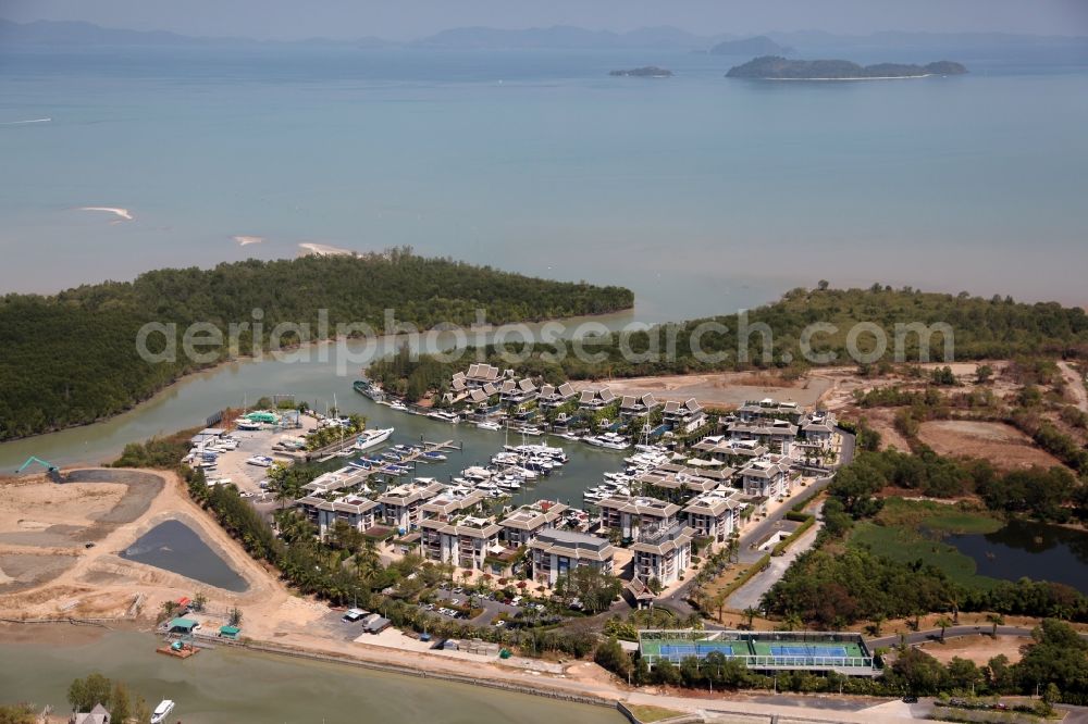 Koh Keaw from above - In Koh Kaew at Chuan Chuen Village on the island of Phuket a fashionable marina for sport boats and yachts has been developed with luxury resorts and hotels, the Phuket Boat Lagoon, also known as Royal Phuket Marina in Thailand