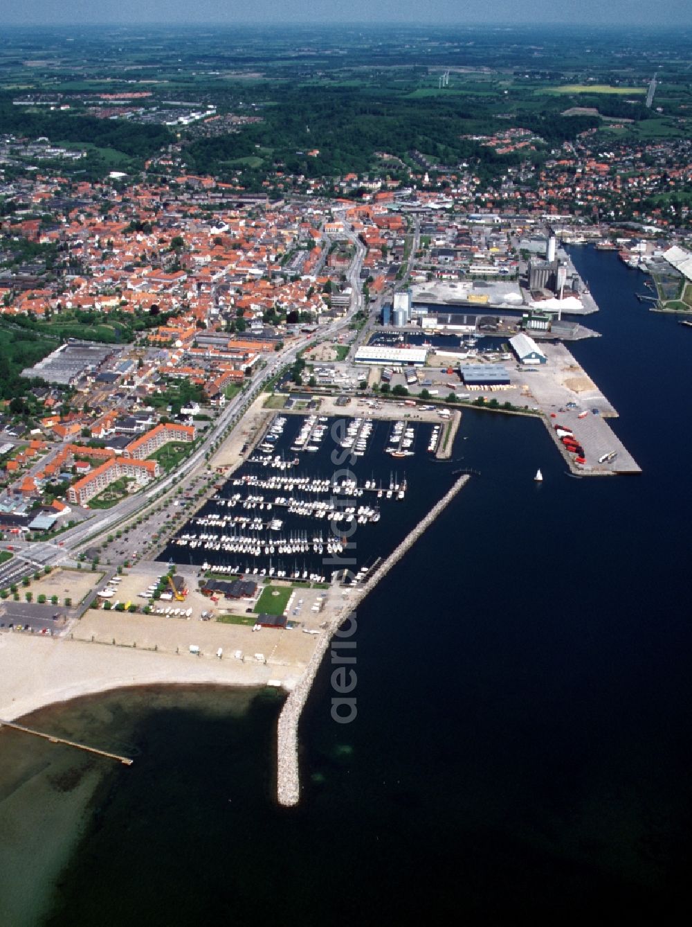 Aerial photograph Aabenraa - Marina with pleasure boats and mooring places on the shore of the Baltic Sea in Aabenraa in Denmark