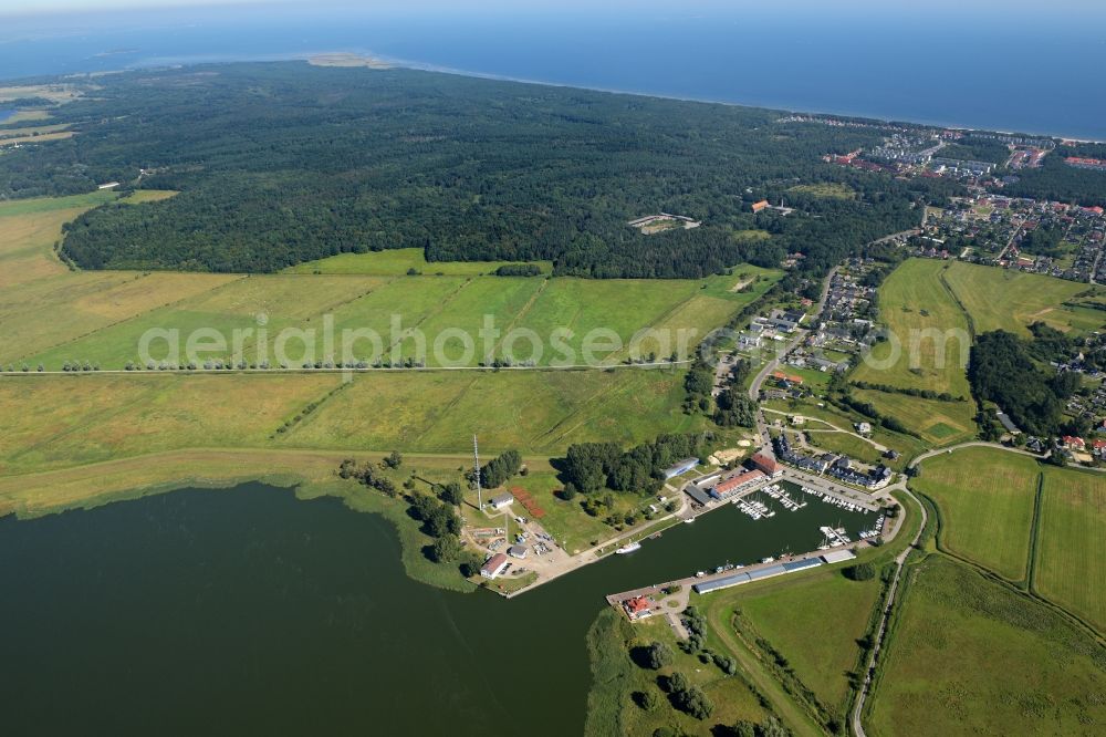 Karlshagen from the bird's eye view: Pleasure boat marina with docks and moorings on the shore area the Baltic Sea in Karlshagen in the state Mecklenburg - Western Pomerania