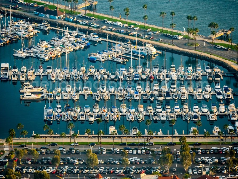 Aerial photograph Long Beach - Marina on the Pacific Coast in Long Beach in California, USA