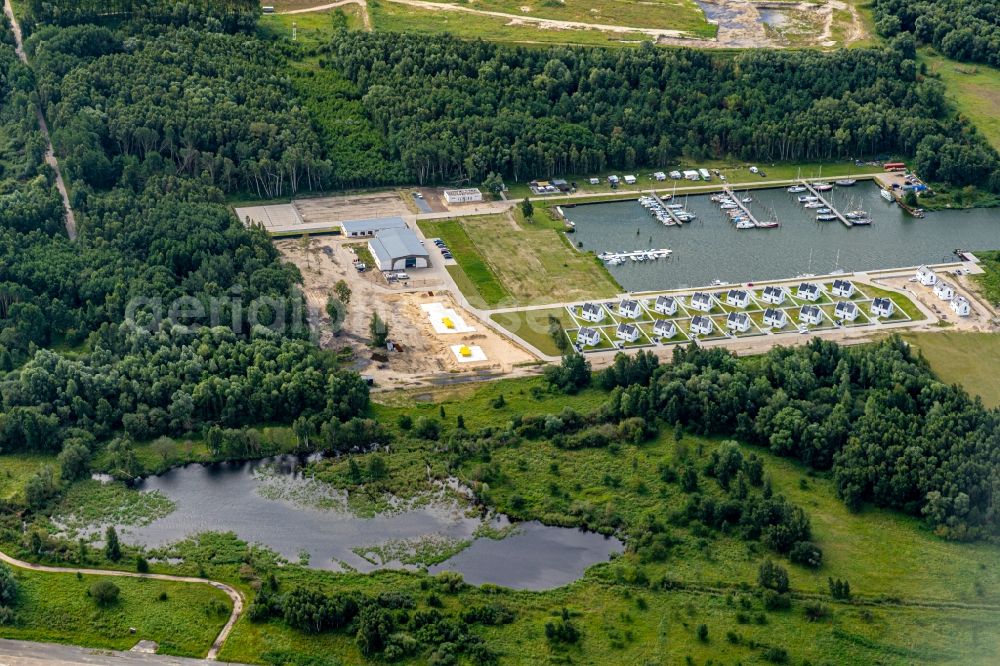 Peenemünde from the bird's eye view: Pleasure boat marina with docks and moorings on the shore area Peenemuende in Peenemuende in the state Mecklenburg - Western Pomerania, Germany