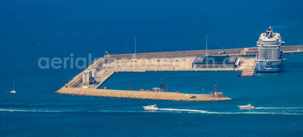 Aerial photograph Palma - Marina with sport boat moorings and boat moorings on the shores of the Platja de Palma in Palma in Balearic Island Mallorca, Spain