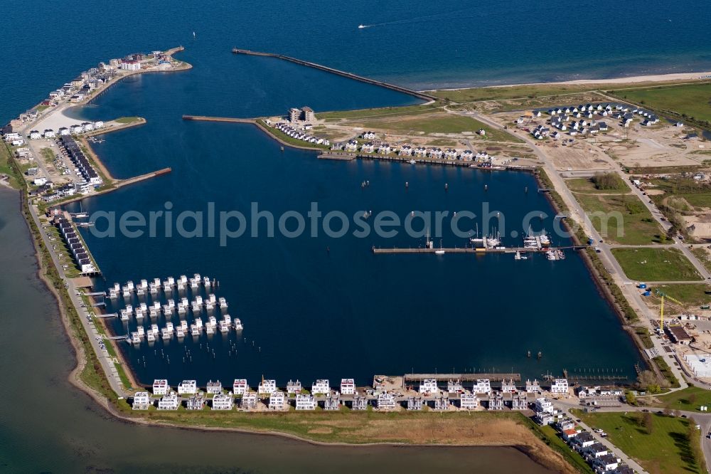 Kappeln from the bird's eye view: Pleasure boat marina with docks and moorings on the shore area Ostsee in Kappeln in the state Schleswig-Holstein, Germany