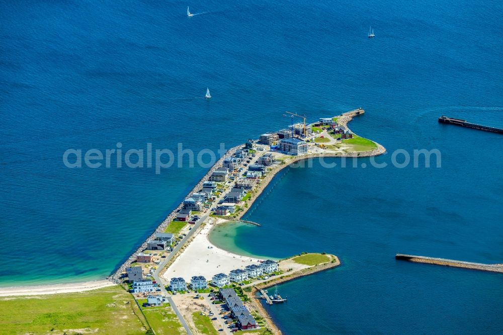 Kappeln from above - Pleasure boat marina with docks and moorings on the shore area Ostsee in Kappeln in the state Schleswig-Holstein, Germany