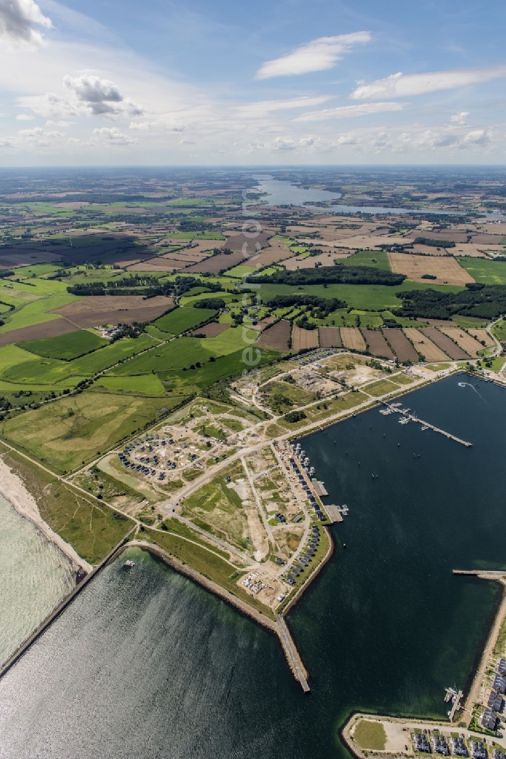 Aerial image Kappeln - Pleasure boat marina with docks and moorings on the shore area Ostsee in Kappeln in the state Schleswig-Holstein, Germany