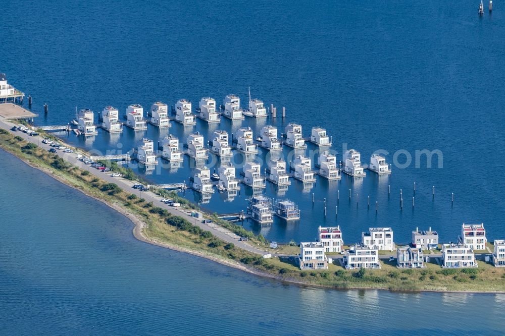 Aerial image Kappeln - Pleasure boat marina with docks and moorings on the shore area Ostsee in Kappeln in the state Schleswig-Holstein, Germany