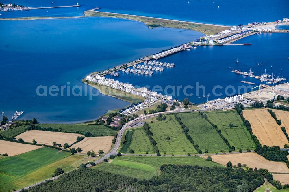 Aerial image Kappeln - Pleasure boat marina with docks and moorings on the shore area Ostsee in Kappeln in the state Schleswig-Holstein, Germany