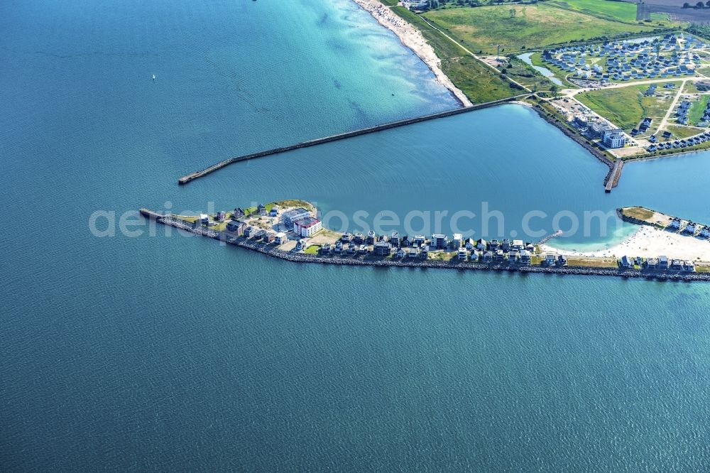 Kappeln from the bird's eye view: Pleasure boat marina with docks and moorings on the shore area Ostsee in Kappeln in the state Schleswig-Holstein, Germany