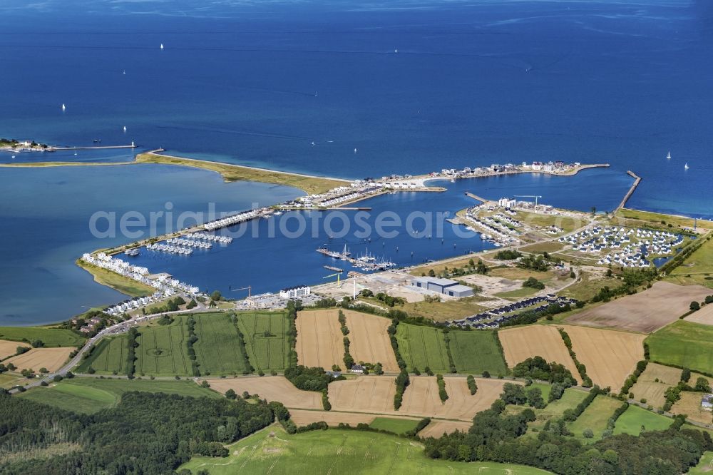 Aerial photograph Kappeln - Pleasure boat marina with docks and moorings on the shore area Ostsee in Kappeln in the state Schleswig-Holstein, Germany