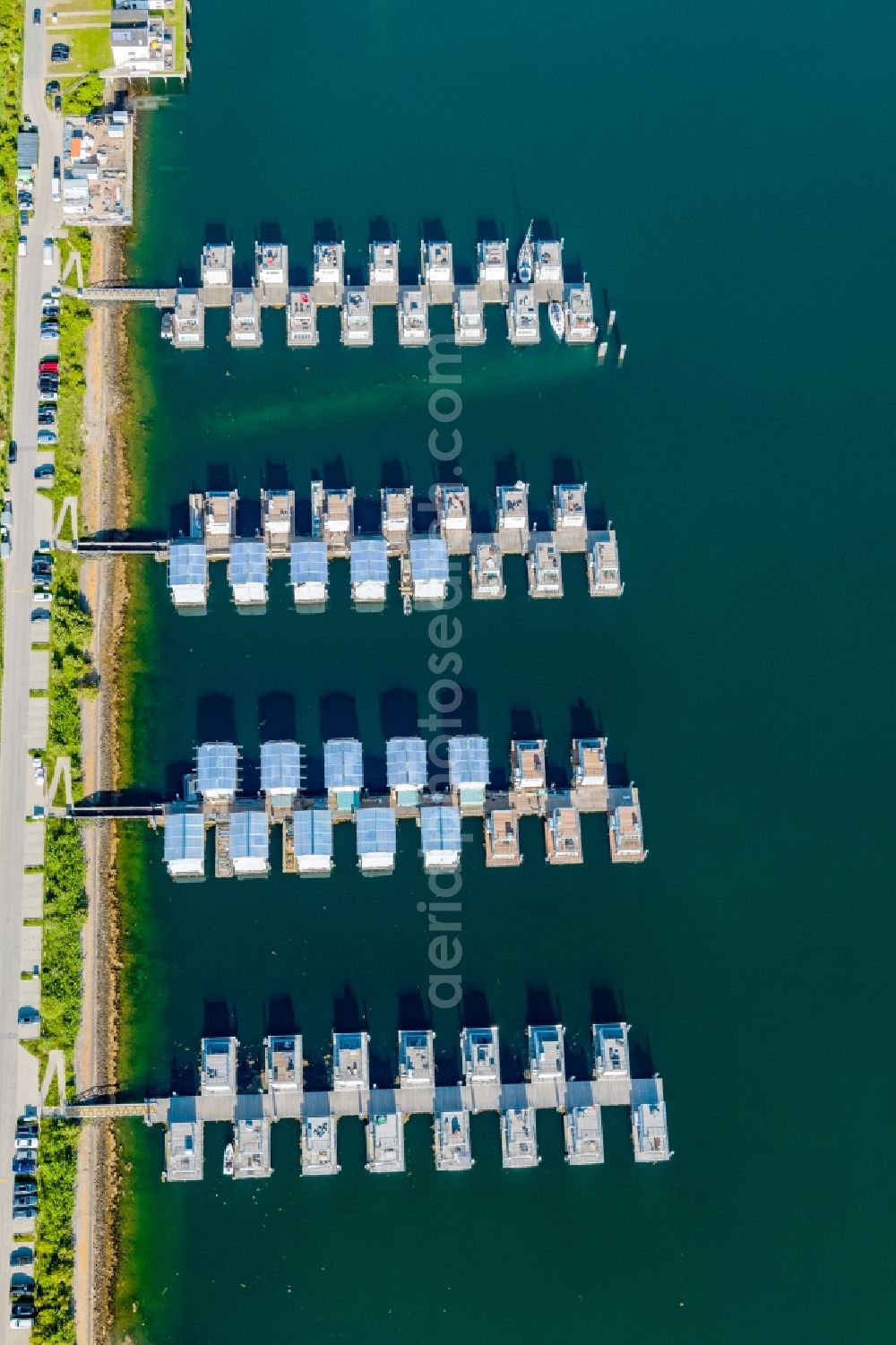 Aerial image Kappeln - Pleasure boat marina with docks and moorings on the shore area Ostsee in Kappeln in the state Schleswig-Holstein, Germany