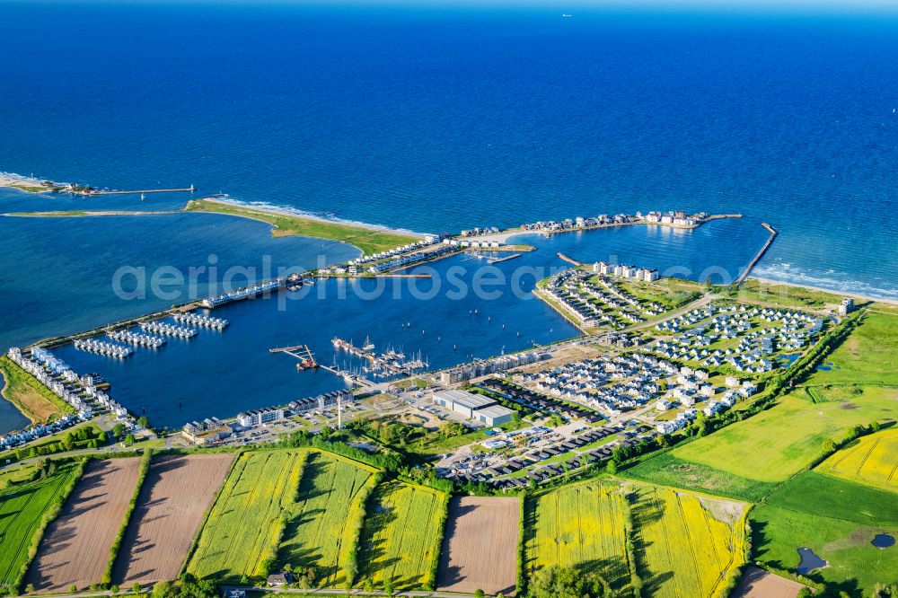 Aerial image Kappeln - Pleasure boat marina with docks and moorings on the shore area Ostsee in Kappeln in the state Schleswig-Holstein, Germany