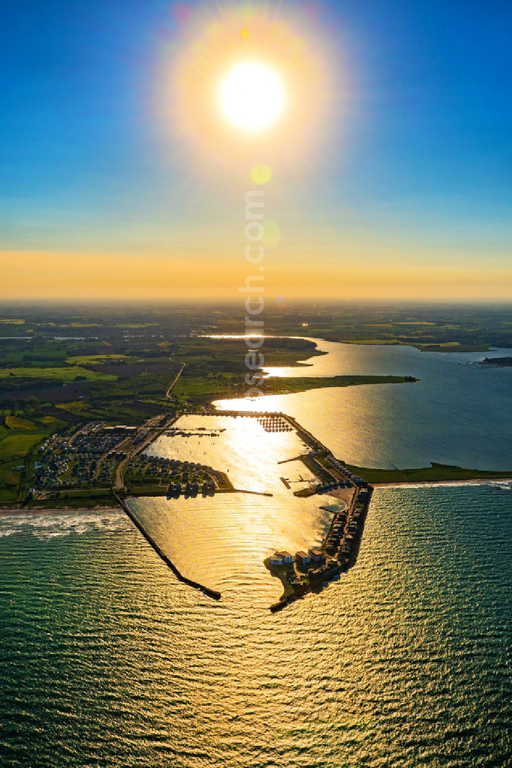 Aerial image Kappeln - Pleasure boat marina with docks and moorings on the shore area Ostsee in Kappeln in the state Schleswig-Holstein, Germany