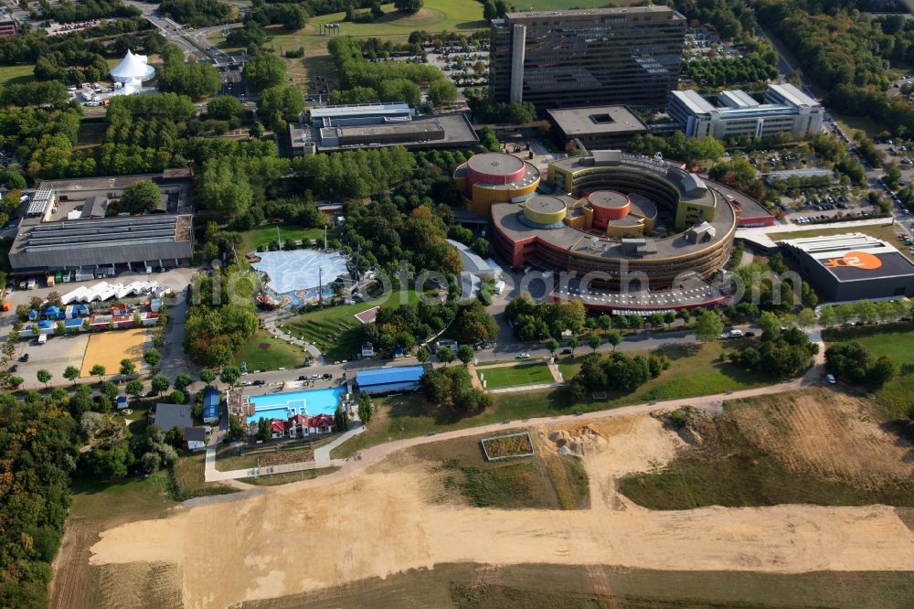 Mainz from above - Studios and TV stations ZDF in Mainz in Rhineland-Palatinate