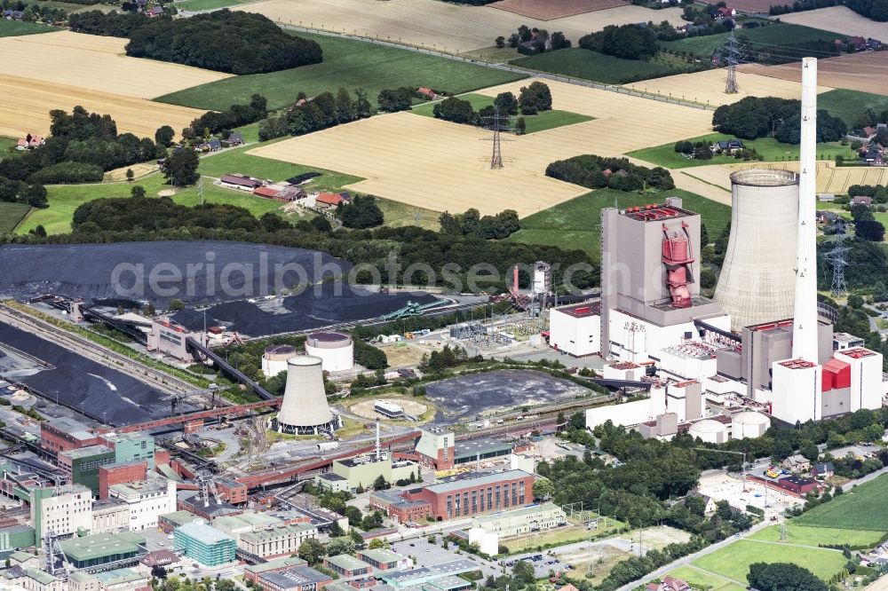 Aerial photograph Ibbenbüren - Zeche Oeynhausen on power plants and exhaust towers of thermal power station in the district Schafberg in Ibbenbueren in the state North Rhine-Westphalia, Germany