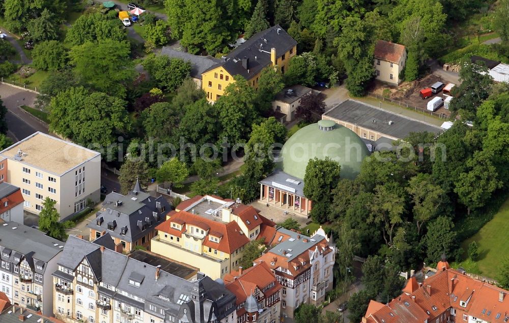 Jena from the bird's eye view: The Zeiss-Planetarium in Jena in Thuringia is the world's oldest planetarium. It was designed based on an idea of Oskar von Miller. The domed building is operated by the Ernst Abbe Foundation