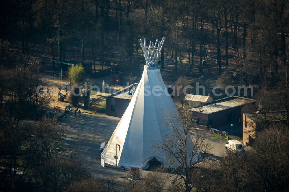 Dortmund from above - Tent and venue Big Tipi in Fredenbaumpark in the district Fredenbaum in Dortmund in the state North Rhine-Westphalia, Germany