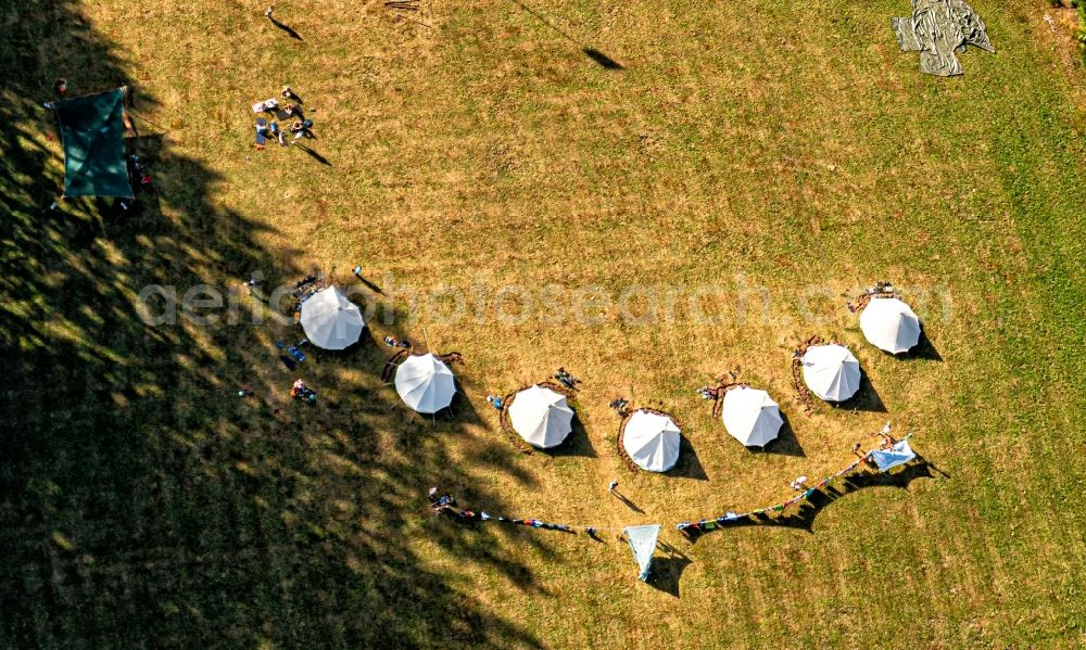 Gutach im Breisgau from the bird's eye view: Camping with caravans and tents in Gutach im Breisgau in the state Baden-Wurttemberg, Germany