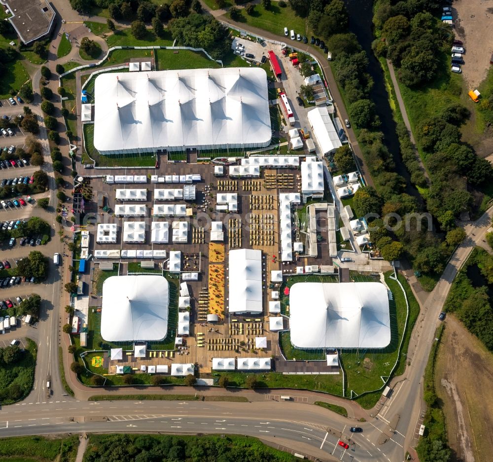 Aerial photograph Bochum - Tent Festival Ruhr 2014 on Kemnader Reservoir in Bochum in North Rhine-Westphalia