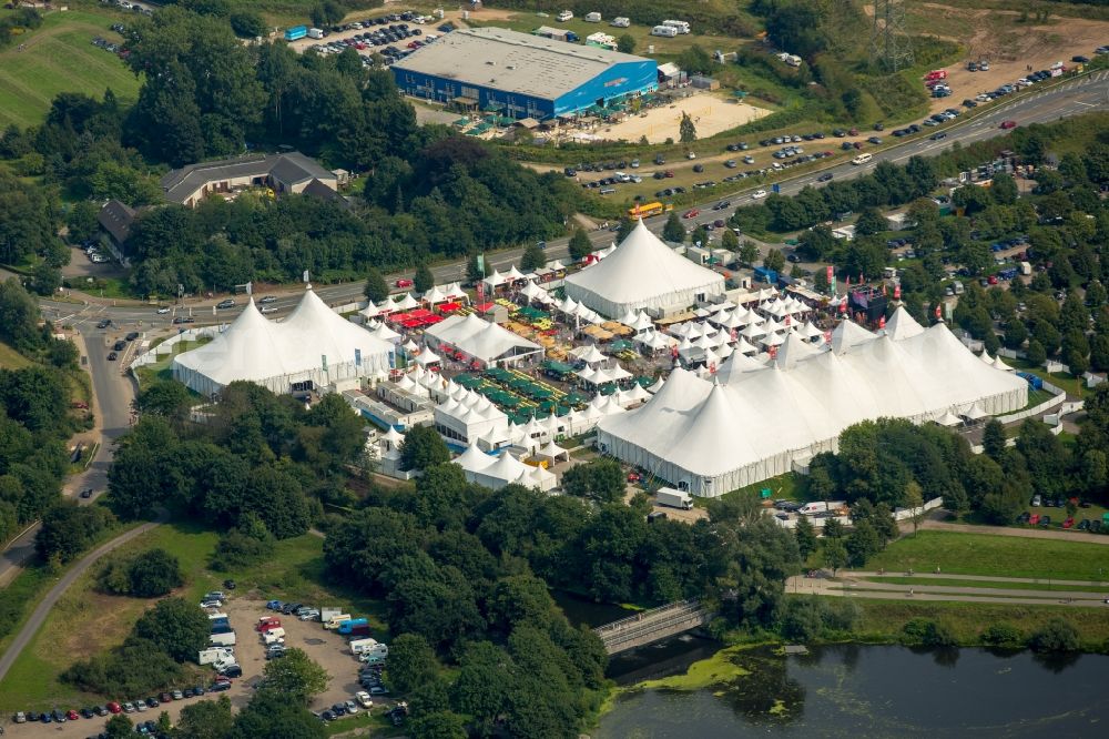 Aerial photograph Bochum - Tent Festival Ruhr 2015 on Kemnader Reservoir in the Ruhrgebiet in Bochum in North Rhine-Westphalia