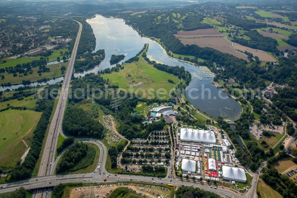 Aerial photograph Bochum - Tent Festival Ruhr 2015 on Kemnader Reservoir in the Ruhrgebiet in Bochum in North Rhine-Westphalia